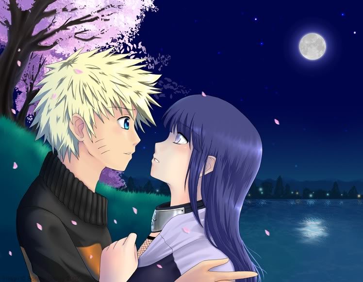 NaruHina_Sakura_night_by_Bonn_Fox